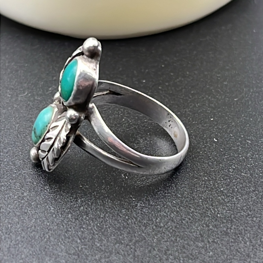 Native American Sterling Silver Turquoise split shank ring, size 9.5 vintage - Picture 7 of 10